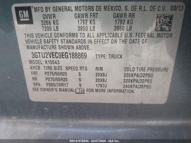 3GTU2VEC9EG188869 GMC Sierra 1500 Slt
