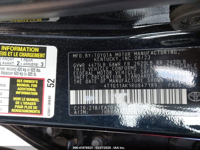 4T1G11AK1RU847189 Toyota CAMRY SE