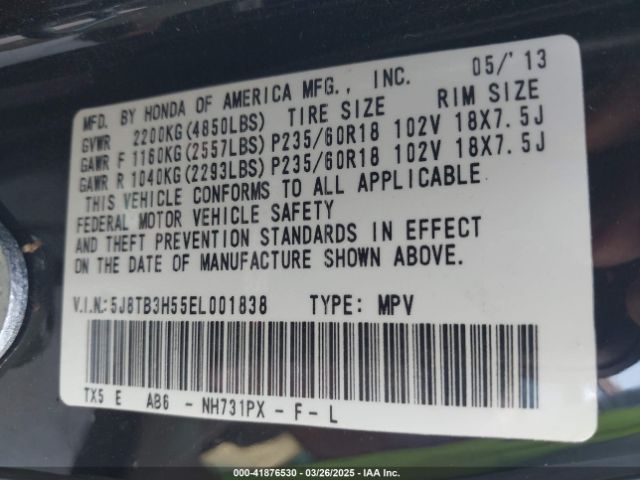 5J8TB3H55EL001838 Acura RDX