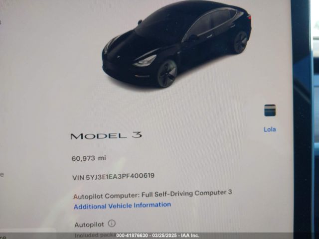 5YJ3E1EA3PF400619 Tesla Model 3 Rear-wheel Drive