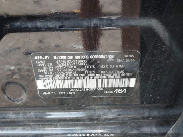 JA4AZ3A31HZ021509 Mitsubishi Outlander Se