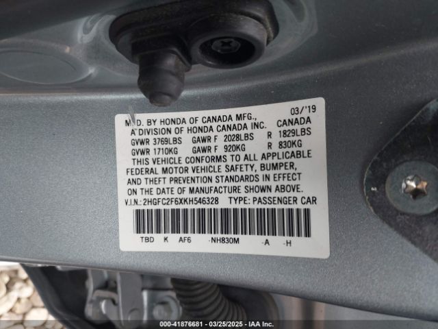 2HGFC2F6XKH546328 Honda Civic Lx