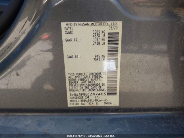 1N4BL4BV8LC247405 Nissan Altima S Fwd
