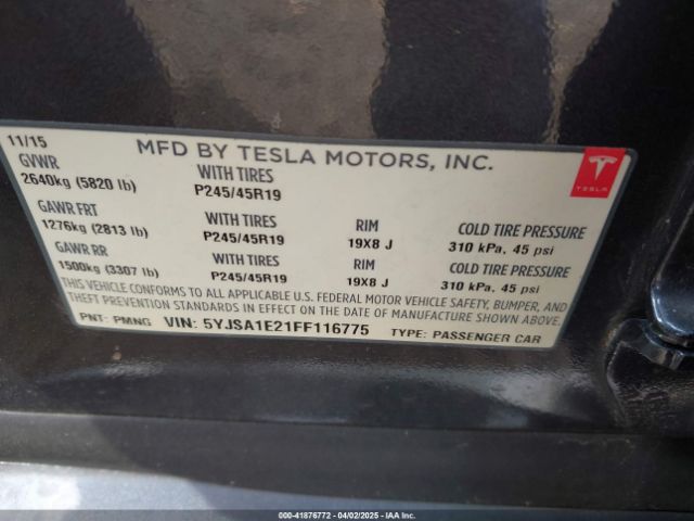 5YJSA1E21FF116775 Tesla Model S 70d/85d/p85d