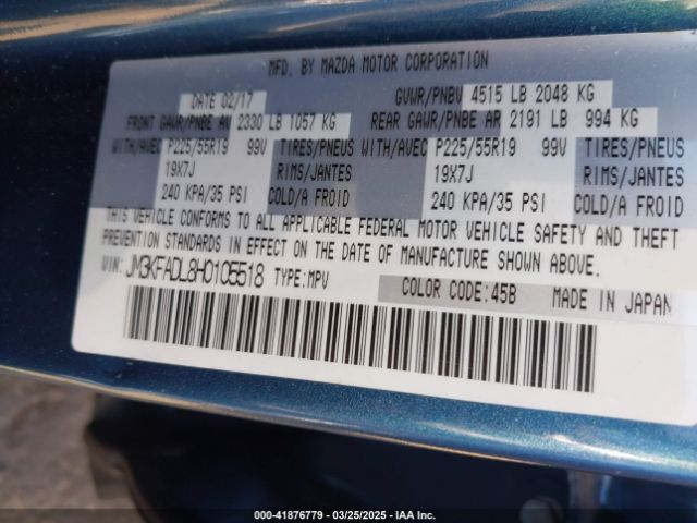 JM3KFADL8H0105518 Mazda Cx-5 Grand Touring