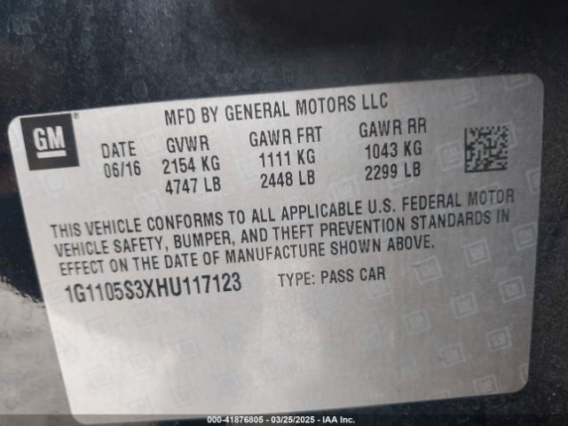 1G1105S3XHU117123 Chevrolet IMPALA 1LT