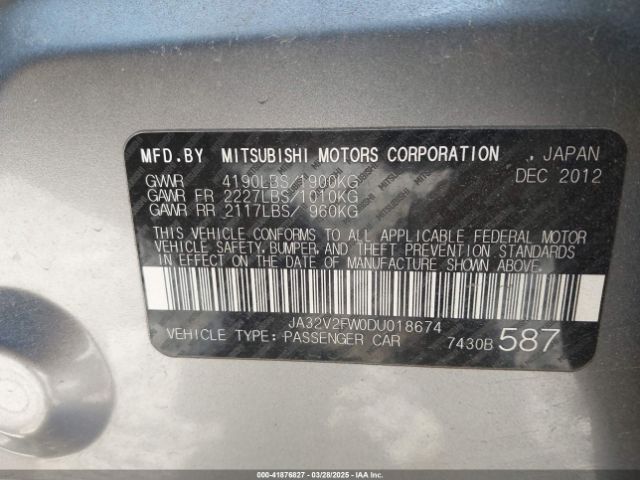 2013 MITSUBISHI LANCER JA32V2FW0DU018674 Photo 8