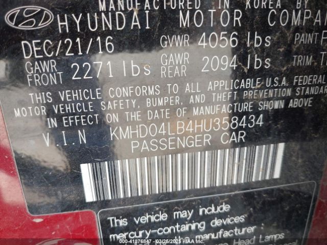 KMHD04LB4HU358434 Hyundai Elantra Sport
