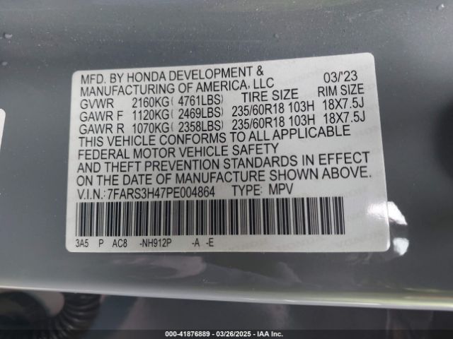 7FARS3H47PE004864 Honda Cr-v Ex 2wd