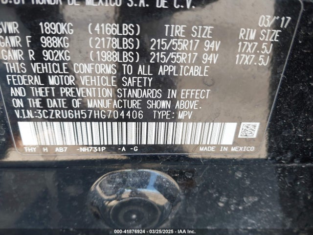3CZRU6H57HG704406 Honda HR-V EX