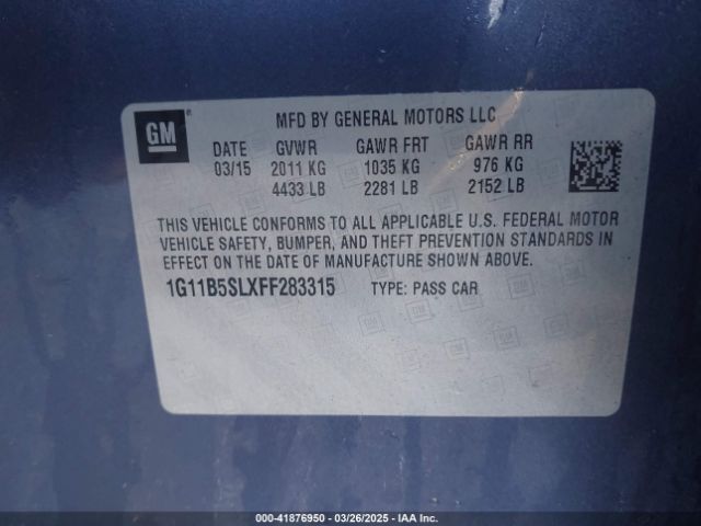 1G11B5SLXFF283315 Chevrolet MALIBU LS