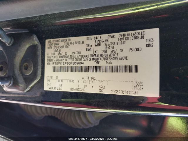 2016 FORD F-150 1FTEW1EP8GFB59694 Photo 8