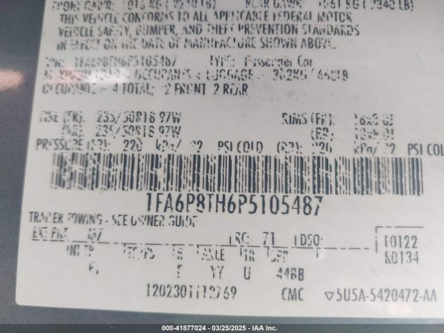 1FA6P8TH6P5105487 Ford Mustang Ecoboost Premium Fastback