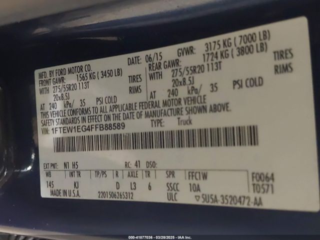 1FTEW1EG4FFB88589 Ford F-150 King Ranch