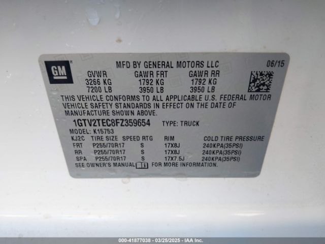 1GTV2TEC8FZ359654 GMC SIERRA 1500
