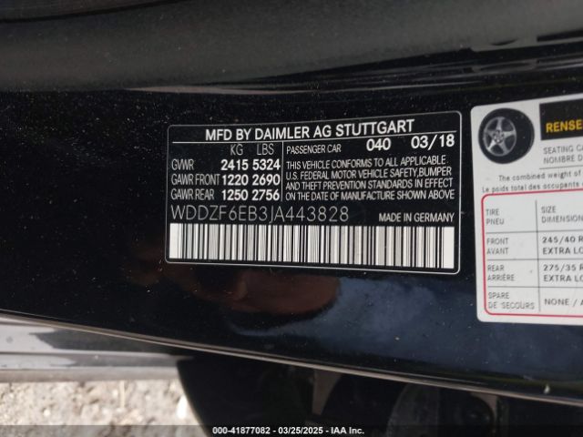 WDDZF6EB3JA443828 Mercedes-Benz Amg E 43 4matic