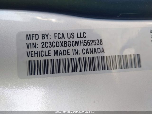 2C3CDXBG0MH562538 Dodge Charger Sxt Rwd