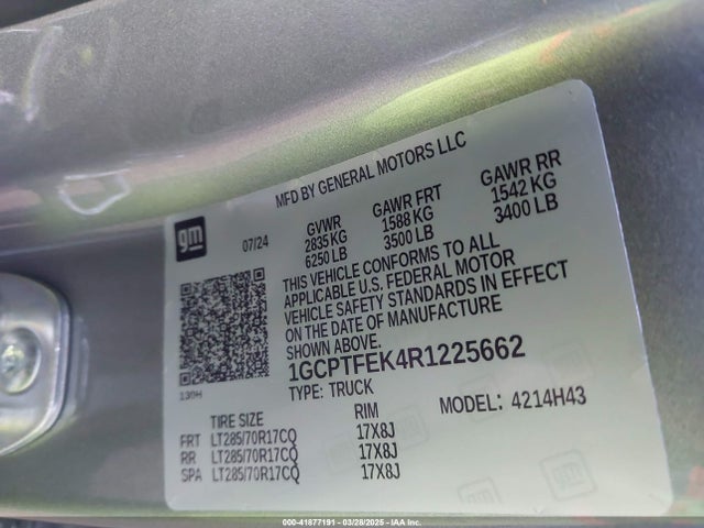 1GCPTFEK4R1225662 Chevrolet Colorado 4wd Zr2