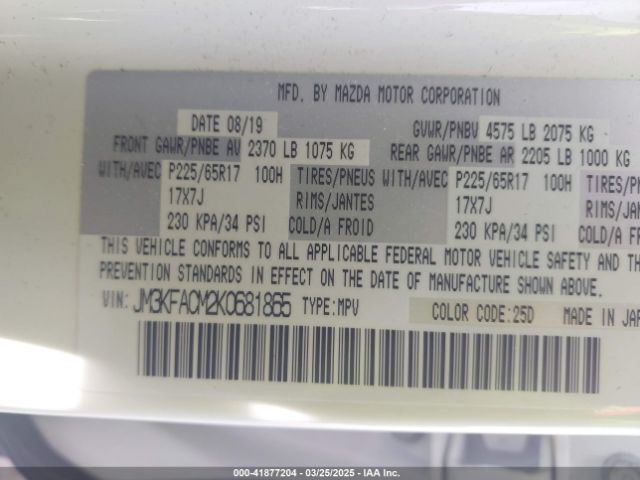 JM3KFACM2K0681865 Mazda Cx-5 Touring