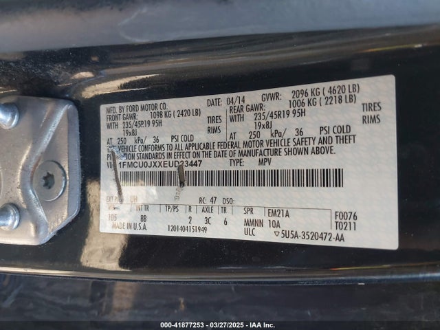 1FMCU0JXXEUD23447 Ford Escape Titanium