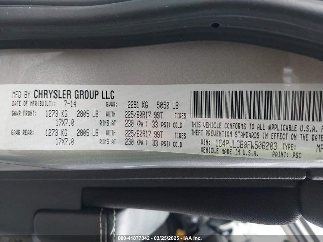 1C4PJLCB0FW506203 Jeep Cherokee Latitude