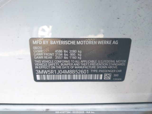 3MW5R1J04M8B52601 BMW 330I