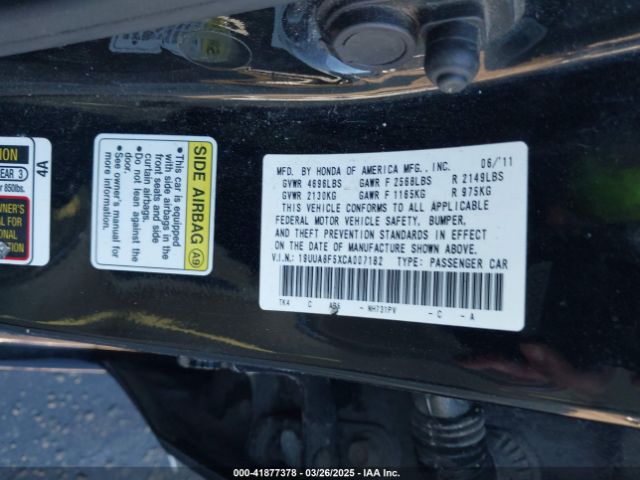 2012 ACURA TL 19UUA8F5XCA007182 Photo 8