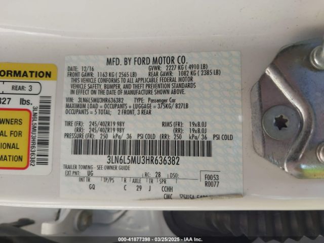 2017 LINCOLN MKZ HYBRID 3LN6L5MU3HR636382 Photo 8