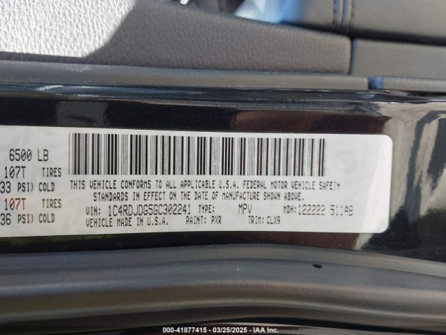 1C4RDJDG5GC302241 Dodge DURANGO LIMITED
