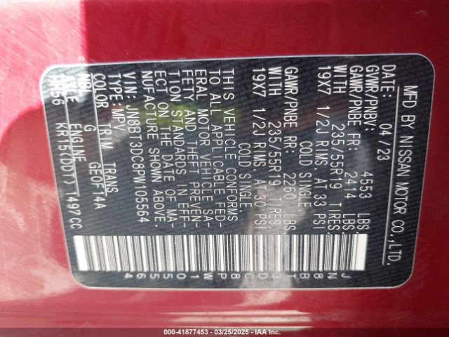 JN8BT3DC8PW105564 Nissan Rogue Platinum Fwd