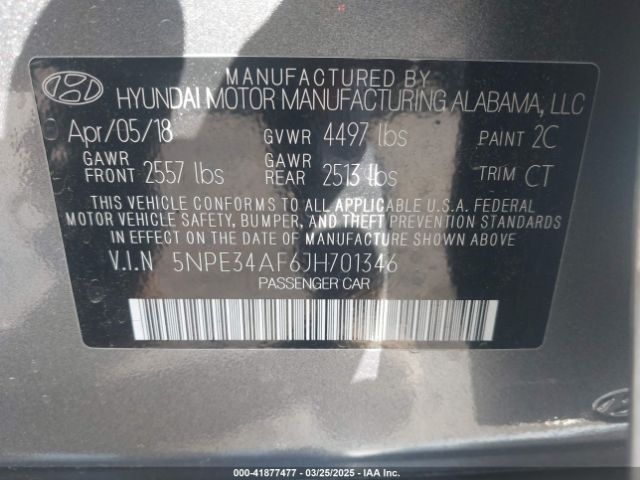 5NPE34AF6JH701346 Hyundai Sonata Sport+