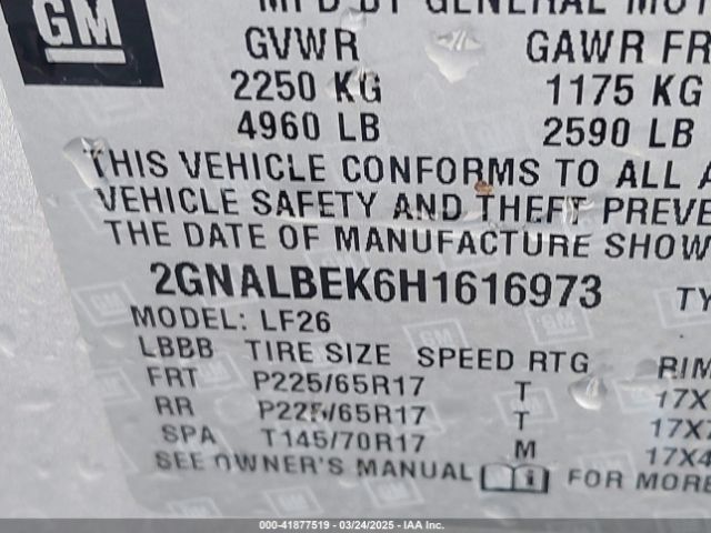 2GNALBEK6H1616973 Chevrolet EQUINOX LS
