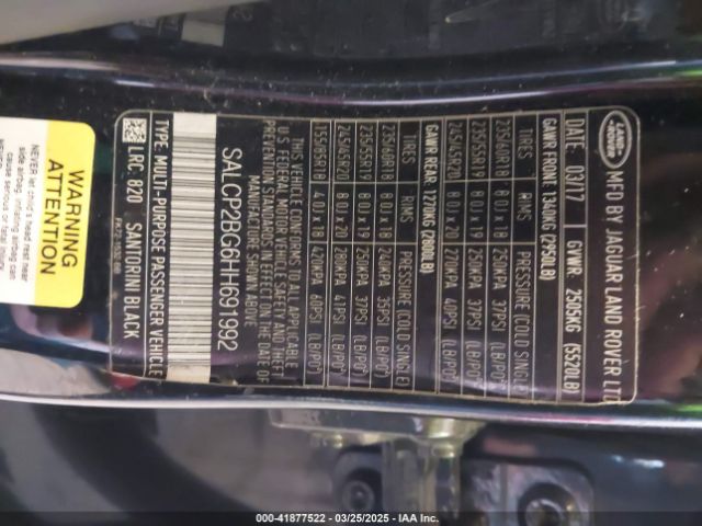 SALCP2BG6HH691992 Land Rover Discovery Sport Se