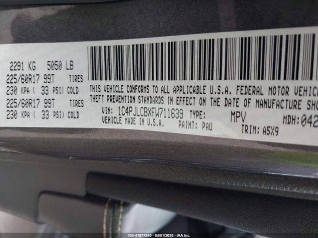 1C4PJLCBXFW711639 Jeep Cherokee Latitude