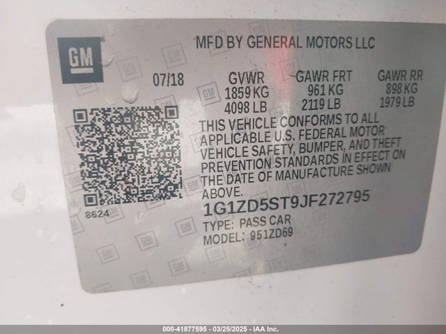 1G1ZD5ST9JF272795 Chevrolet MALIBU LT