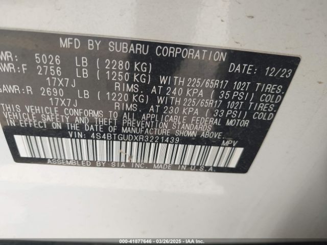 2024 SUBARU OUTBACK 4S4BTGUDXR3221439 Photo 8