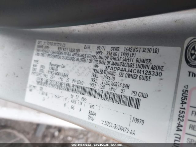 2012 FORD FIESTA 3FADP4AJ4CM125330 Photo 8