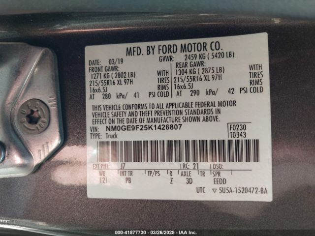 NM0GE9F25K1426807 Ford Transit Connect Xlt