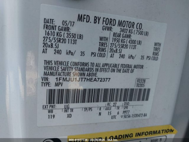 1FMJU1JT7HEA72377 Ford Expedition Xlt
