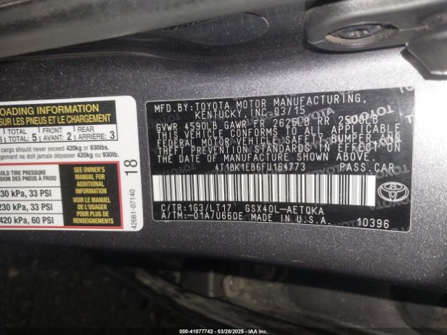4T1BK1EB6FU164773 Toyota Avalon Xle Touring
