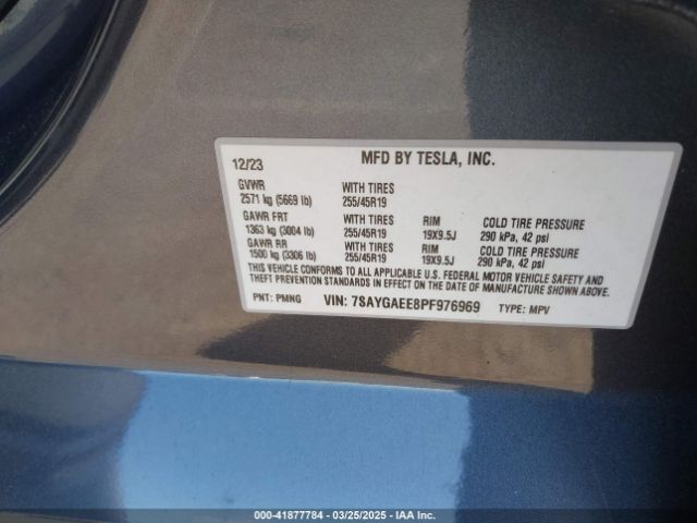 7SAYGAEE8PF976969 Tesla Model Y Awd/long Range Dual Motor All-wheel Drive