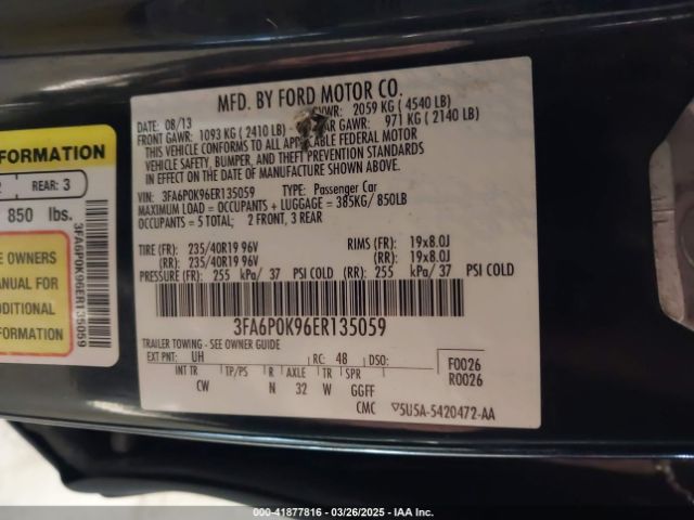 3FA6P0K96ER135059 Ford Fusion Titanium