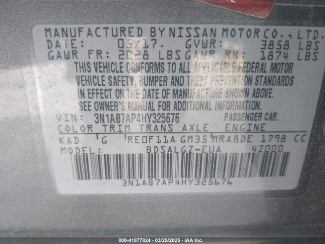 3N1AB7AP4HY325676 Nissan SENTRA SL