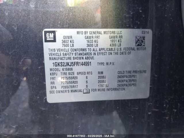 1GKS2JKJ5FR144991 GMC Yukon Xl 1500 Denali