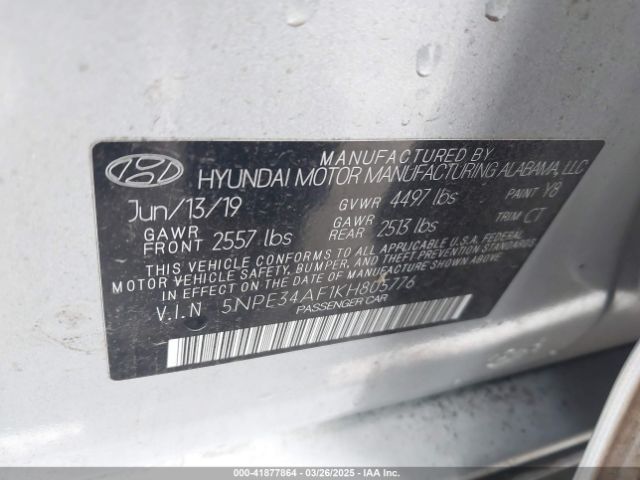 5NPE34AF1KH805776 Hyundai Sonata Sport