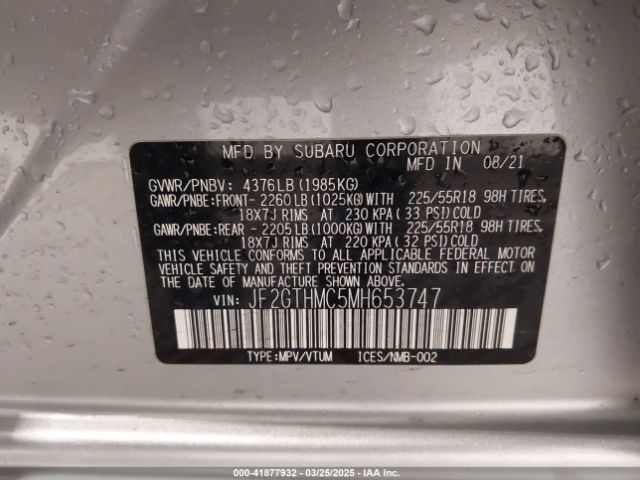 JF2GTHMC5MH653747 Subaru Crosstrek Limited