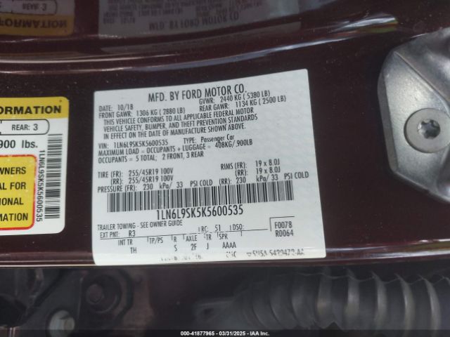 1LN6L9SK5K5600535 Lincoln Continental Select