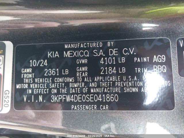 3KPFW4DE0SE041860 KIA K4 Gt-line