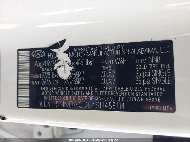 5NMJACDE4SH453114 Hyundai TUCSON SE