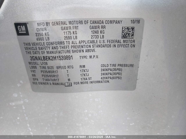 Chevrolet EQUINOX LS 2017 2GNALBEK2H1539891 Image 9
